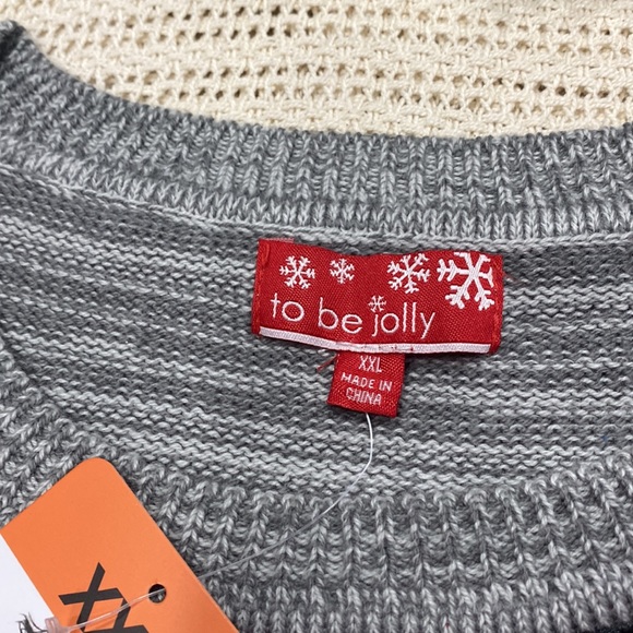 NWT To Be Jolly Holiday Ugly Sweater Gray Feather Snowman Body Real Plaid Scarf - Picture 11 of 11